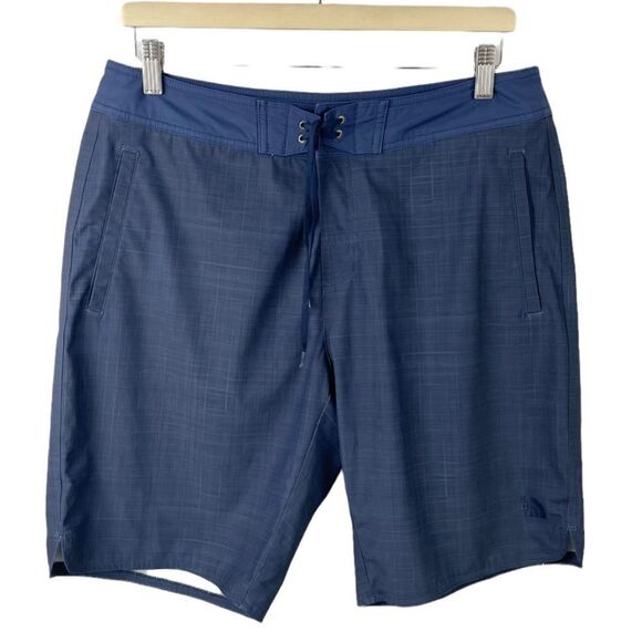 The North Face Blue Plaid Board Shorts Size L/ 34 - Picture 2 of 7